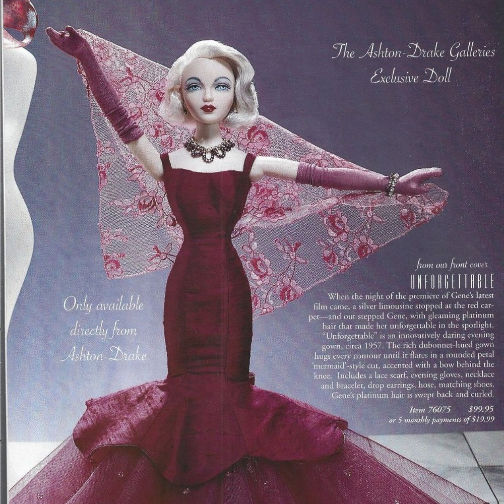 Never displayed, boxed "Unforgettable- Gene Doll".